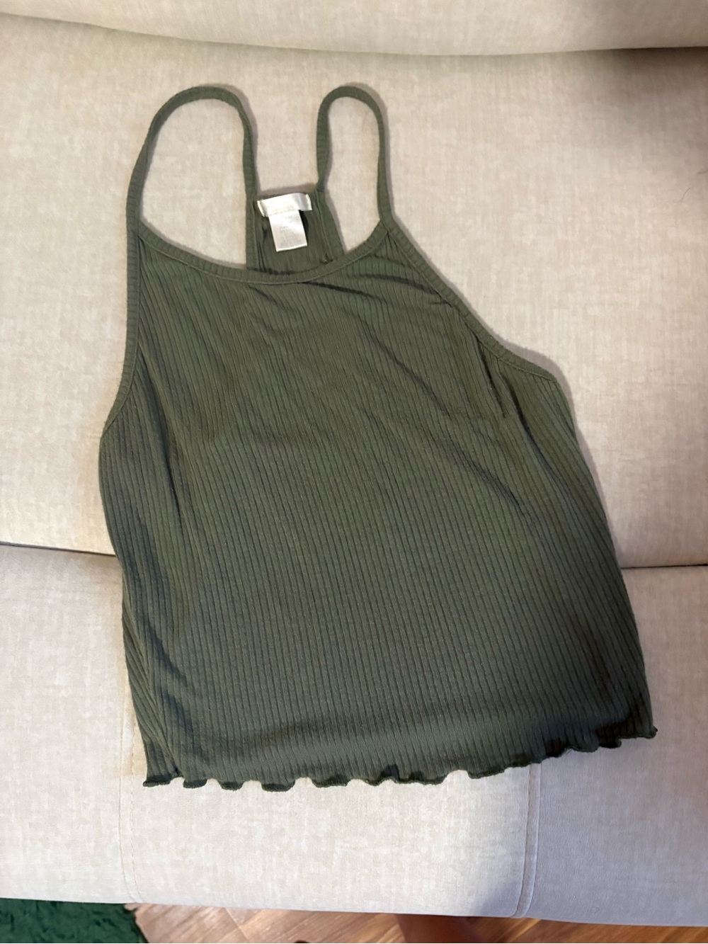 Bozzolo Olive Ribbed Lettuce-Trim Tank
